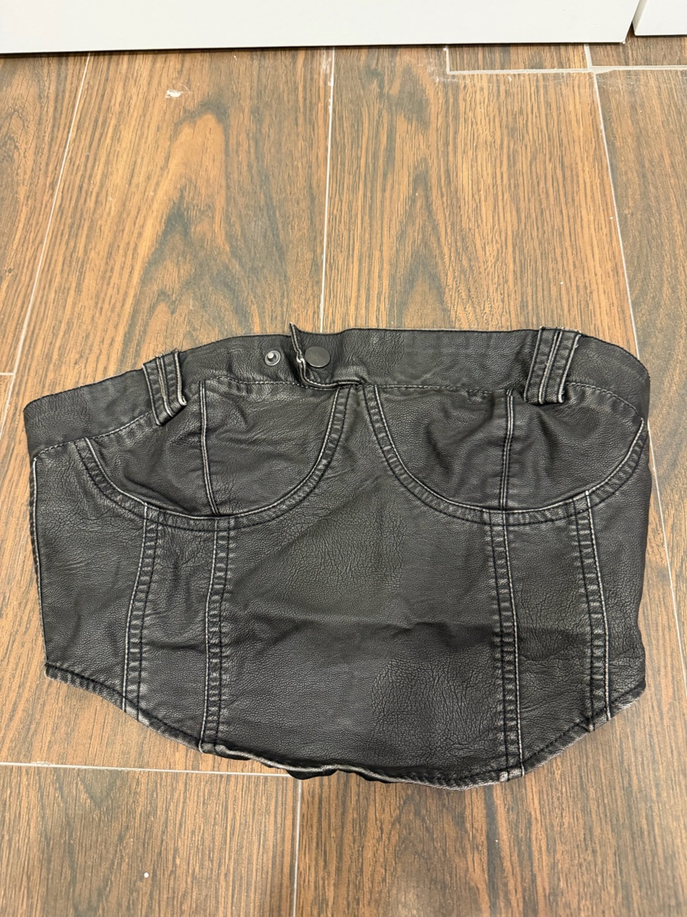 Forever 21 Black Faux Leather Crop Bustier Top